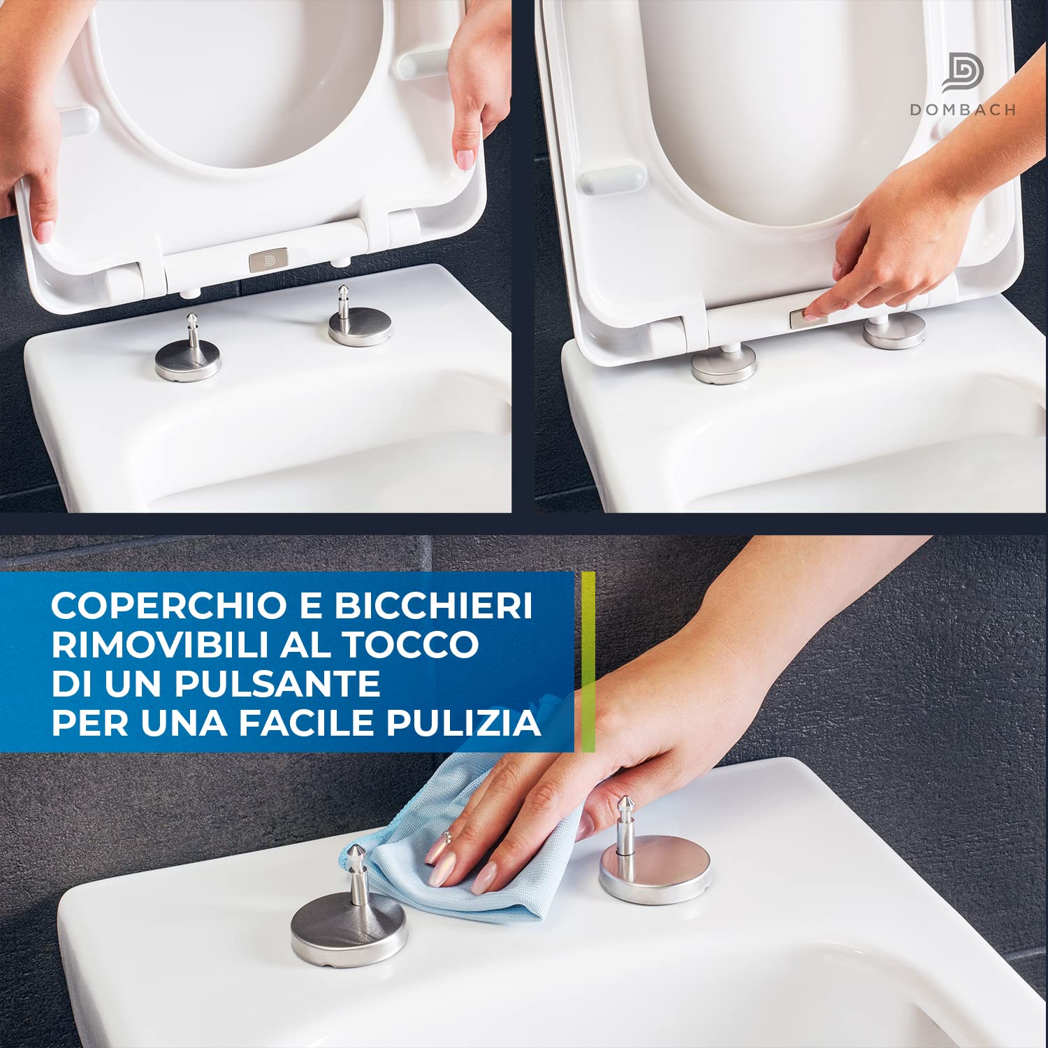 Coperchio WC di alta qualità con abbassamento automatico, rimovibile (bianco), sedile WC con abbassamento automatico, coperchio con abbassamento automatico, occhialini, sedile del water, coperchio WC,
