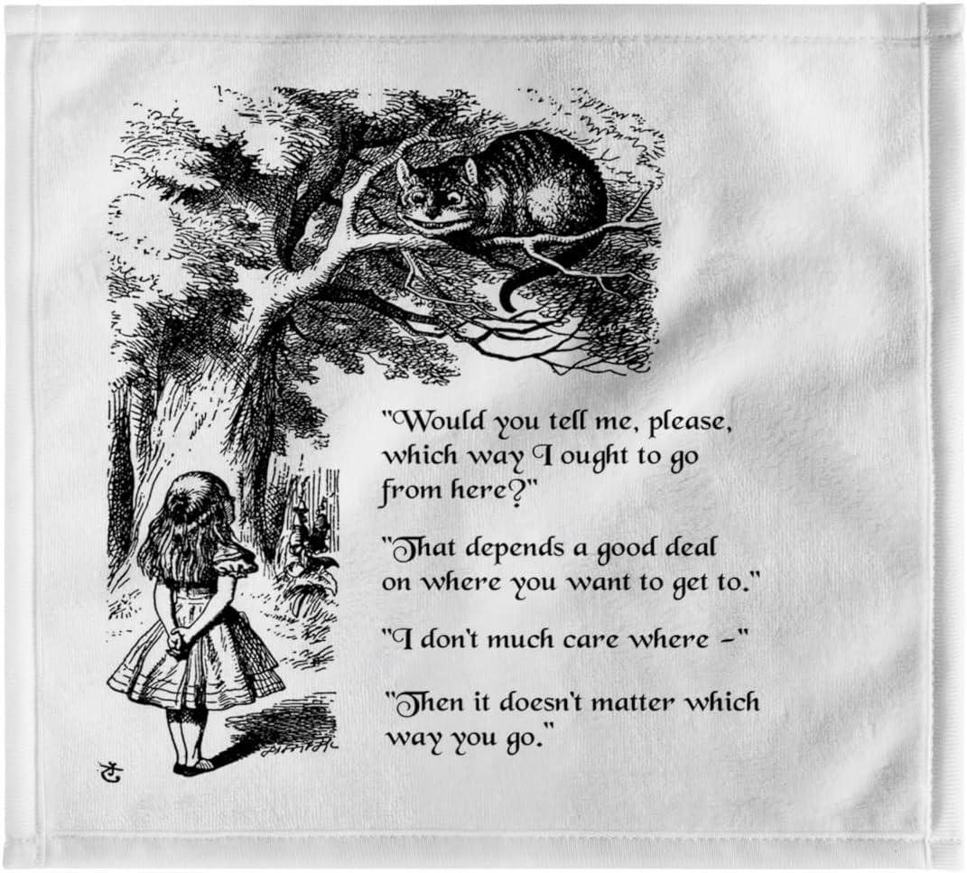 3dRose Which Way Ought I go from here Chesire cat - Alice in Wonderland Quote 22x30 Bath Hand Pool Towel
