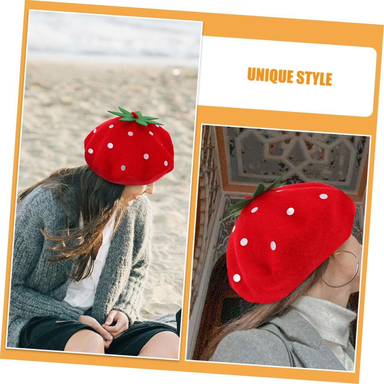 Strawberry Beret Hat Vintage French Style Women's Birthday Party Decorations Beret for Cosplay