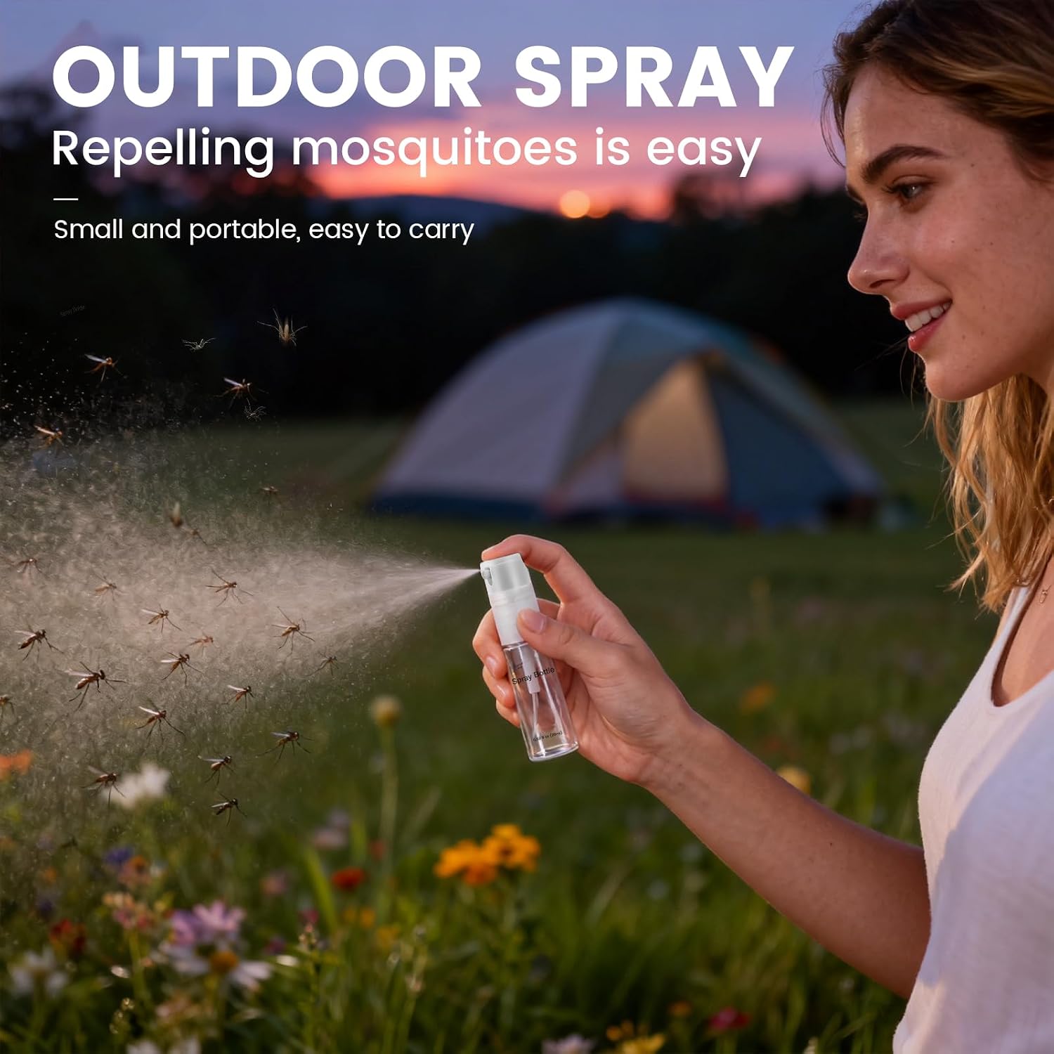 4 Pack Refillable Spray Bottle, Reversible Small Empty Spray Bottle with Fine Mist, Leak Proof - for Cleaning Solutions, Mosquito prevention, Face & Hair Mist - 4pk 0.68 OZ / 20 ML image 3