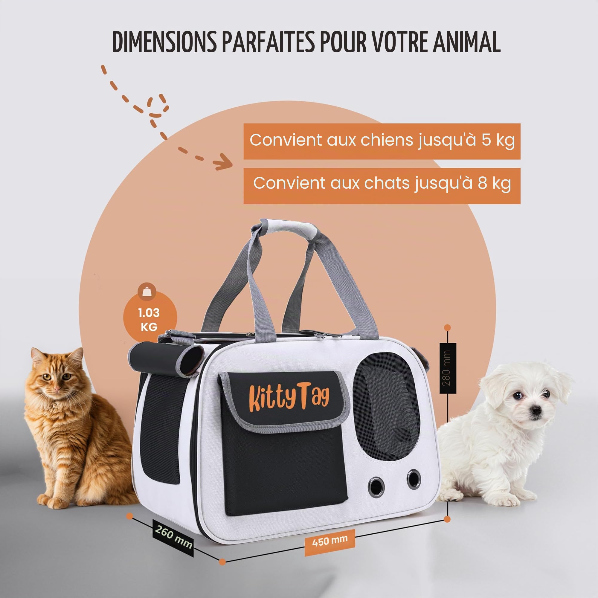 Sac Transport Chat Pliable, Sac Transport Chien Respirant, Caisse Transport Chat, Cage Chat, Sac Chat Elegant, Cage Transport Chat, Caisse de Transport pour Chien pour l'extérieur