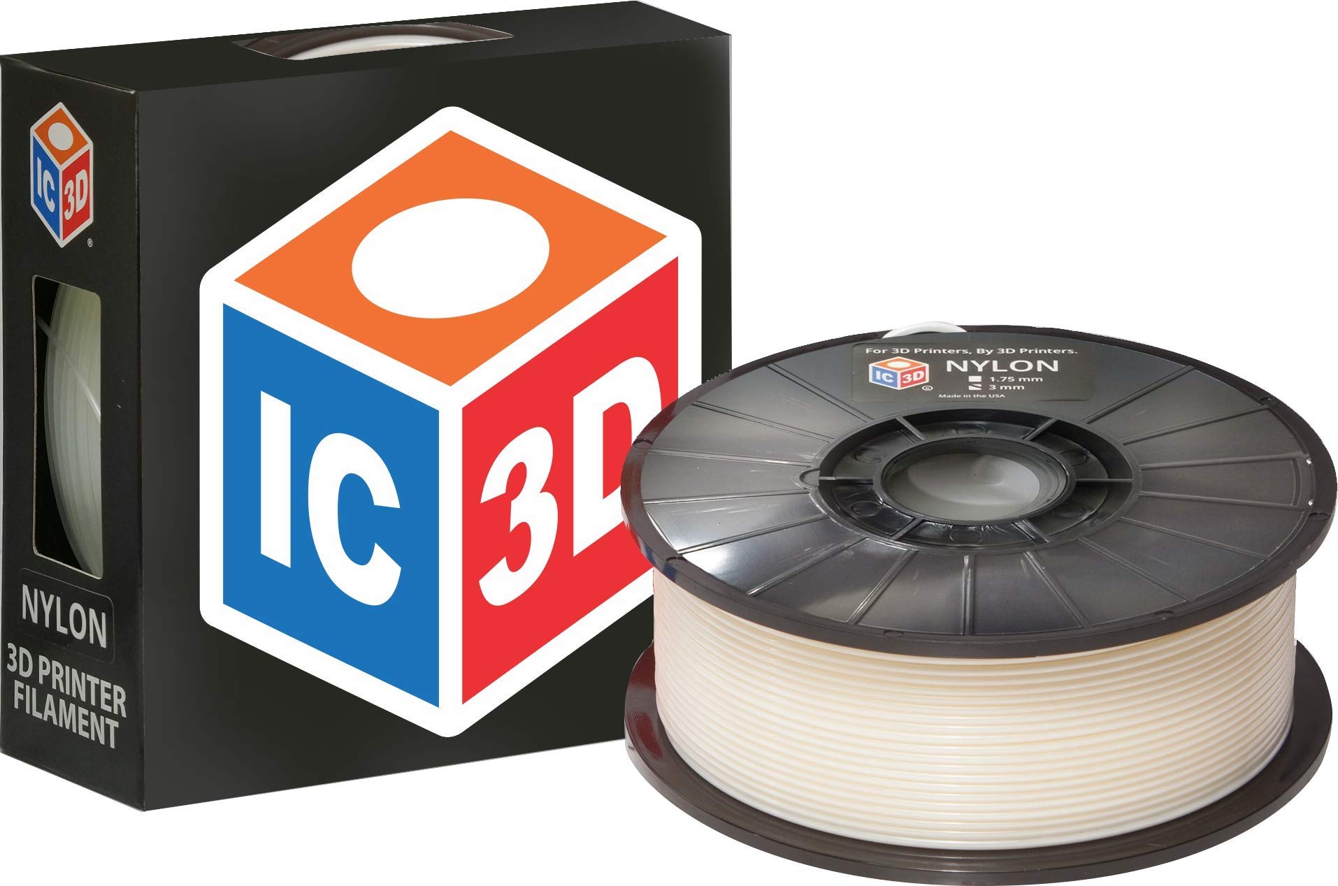 IC3DNatural 3mm Nylon 3D Printer Filament - 1 kg Spool - Professional Grade 3D Printing Filament - MADE IN USA