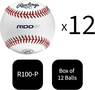 Rawlings | Practice Baseballs | R100-P or FSR100-P Baseballs | Collegiate, High School & Youth | Flat or Raised Seam Options
