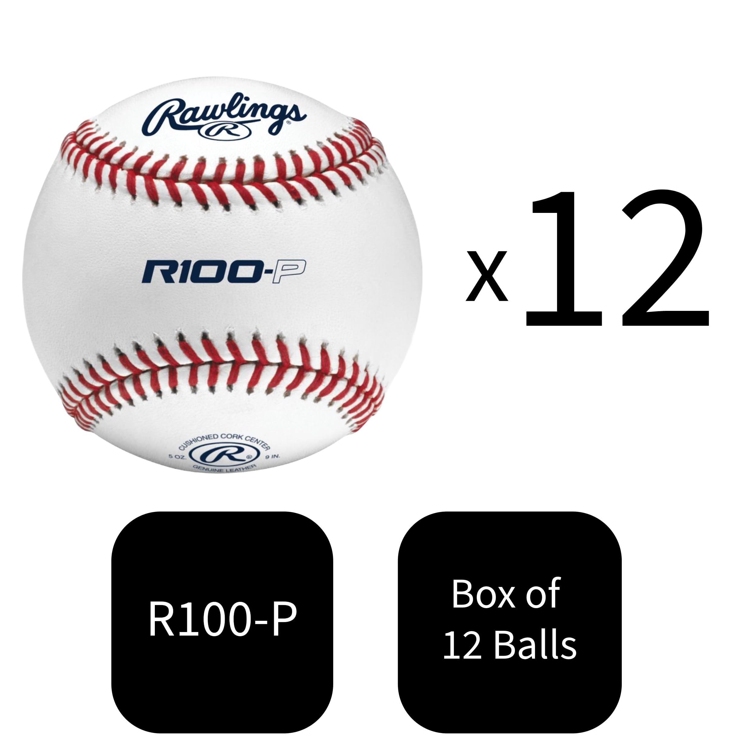 Rawlings | R100-P Practice Baseballs | Collegiate | High School | Youth | Flat/Raised Seam Options