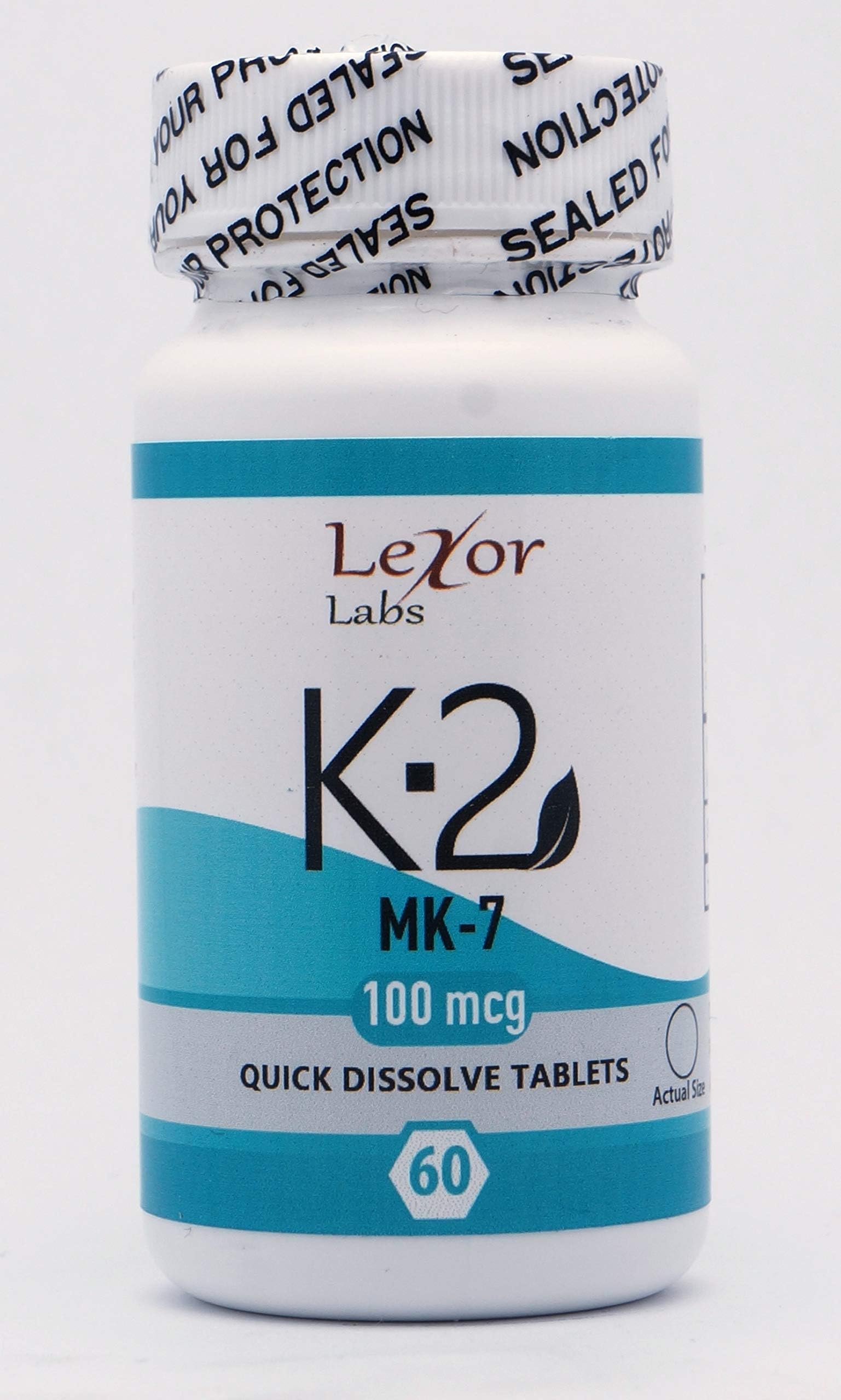 Lexor Labs Vitamin K-2 MK7 Supplements - Quick Dissolve Tablets for Healthy Arteries & Strong Bones, 100 Mcg, 60Count