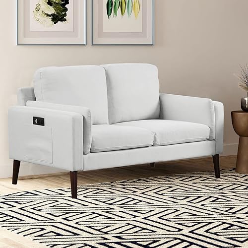 Miniatura 3 de LifeStyle Solutions Nolan - Sofá biplaza, color gris claro Gris claro,Crema,https://www.amazon.com/dp/undefined