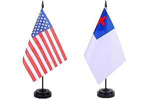 2 Pack Christian Flag Christians Deluxe Desk Flag Set - Mini Small...