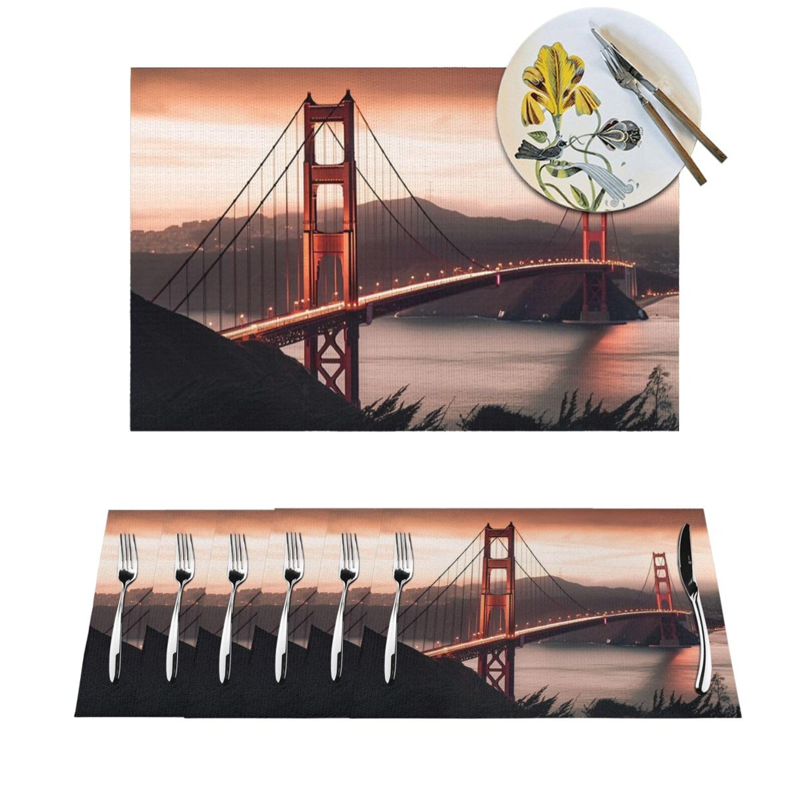 Lot de 4 sets de table lavables 45,7x30,5 cm imprimé pour cuisine et fêtes
