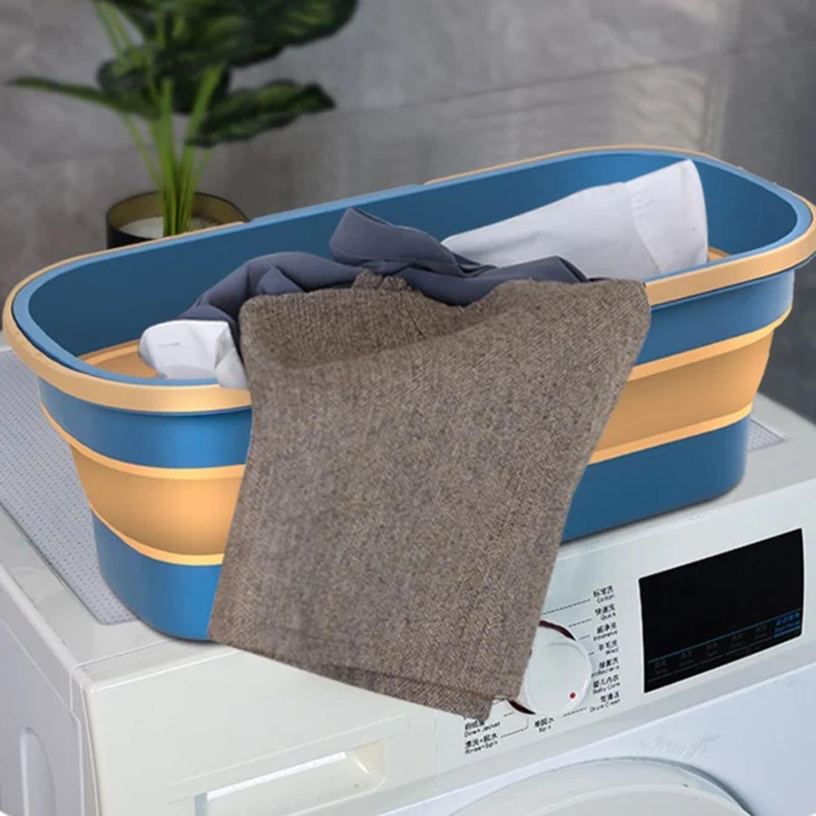 Cubo Plegable, Fregona Limpieza Rectangular, Cubo De Fregona | Plegable De Dos Manijas con Ruedas, Cubo De Fregona Plegable para La Limpieza del Hogar