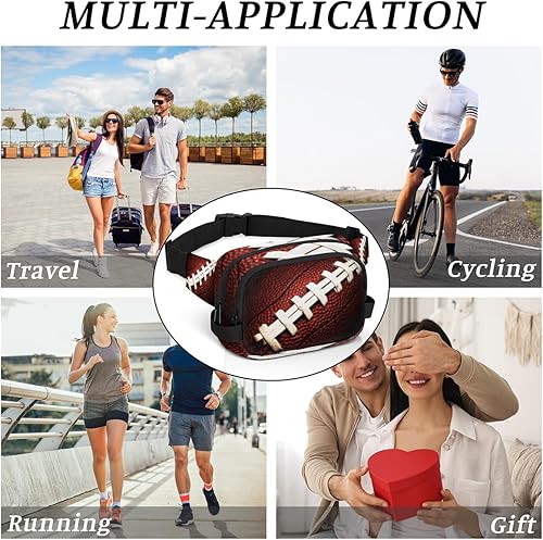 Miniatura 7 de Riñonera de fútbol americano para hombres y mujeres, bolsa cruzada de fútbol con correa ajustable, bolsa impermeable para viajes, caminar, correr,