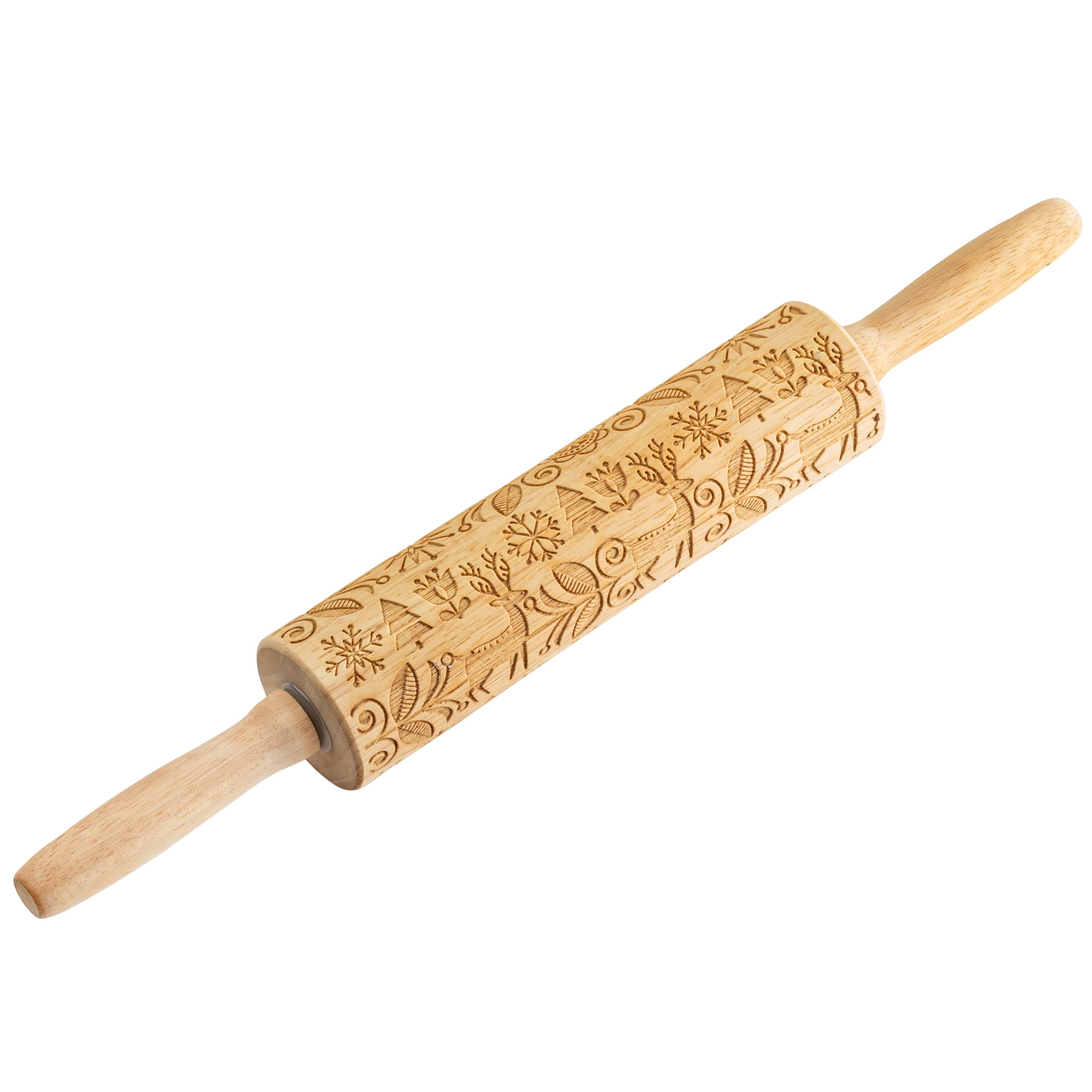 Rouleau à pâtisserie en bois durable texturé flocon de neige de 38 cm
