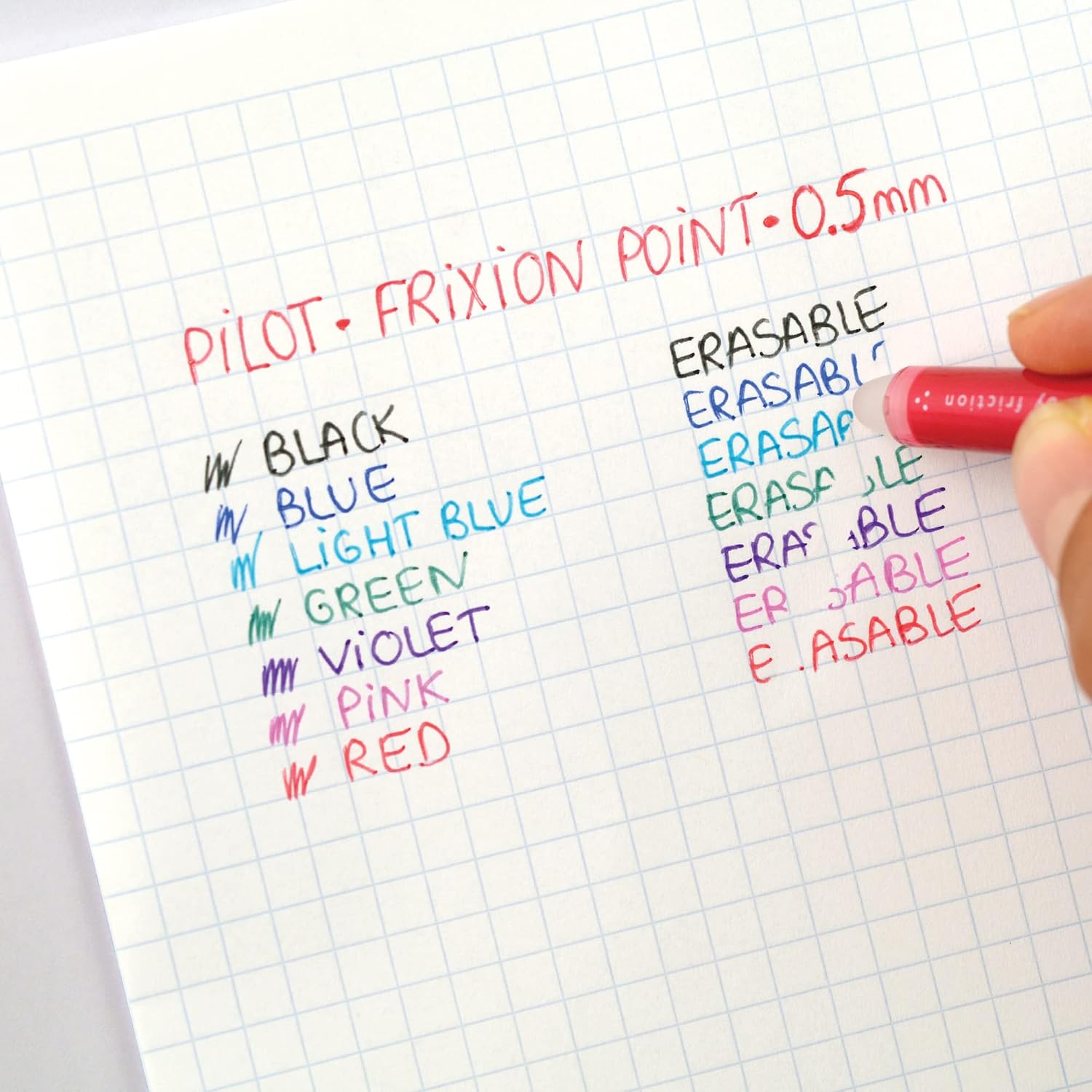 PILOT Frixion Point Erasable Rollerball, 0.5 mm Tip - 2 Black/2 Blue/1 Red, Pack of 5