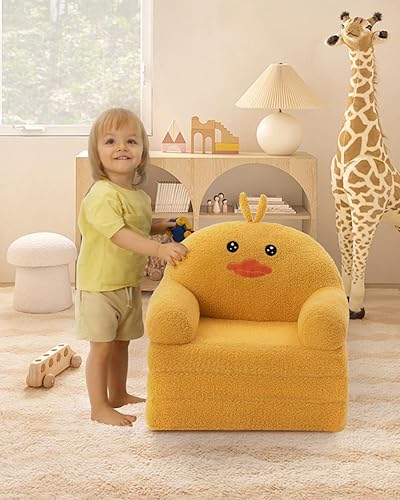 Miniatura 4 de MOONBEEKI Cómoda silla para niños pequeños, sofá plegable para bebés, sofá de felpa plegable para niñas y niños de 1 a 3 años