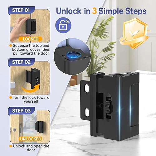 Miniatura 5 de Cerradura de refuerzo de puerta de seguridad para el hogar, pestillo de seguridad montado a tornillo, tapón interior para puerta delantera oscilante