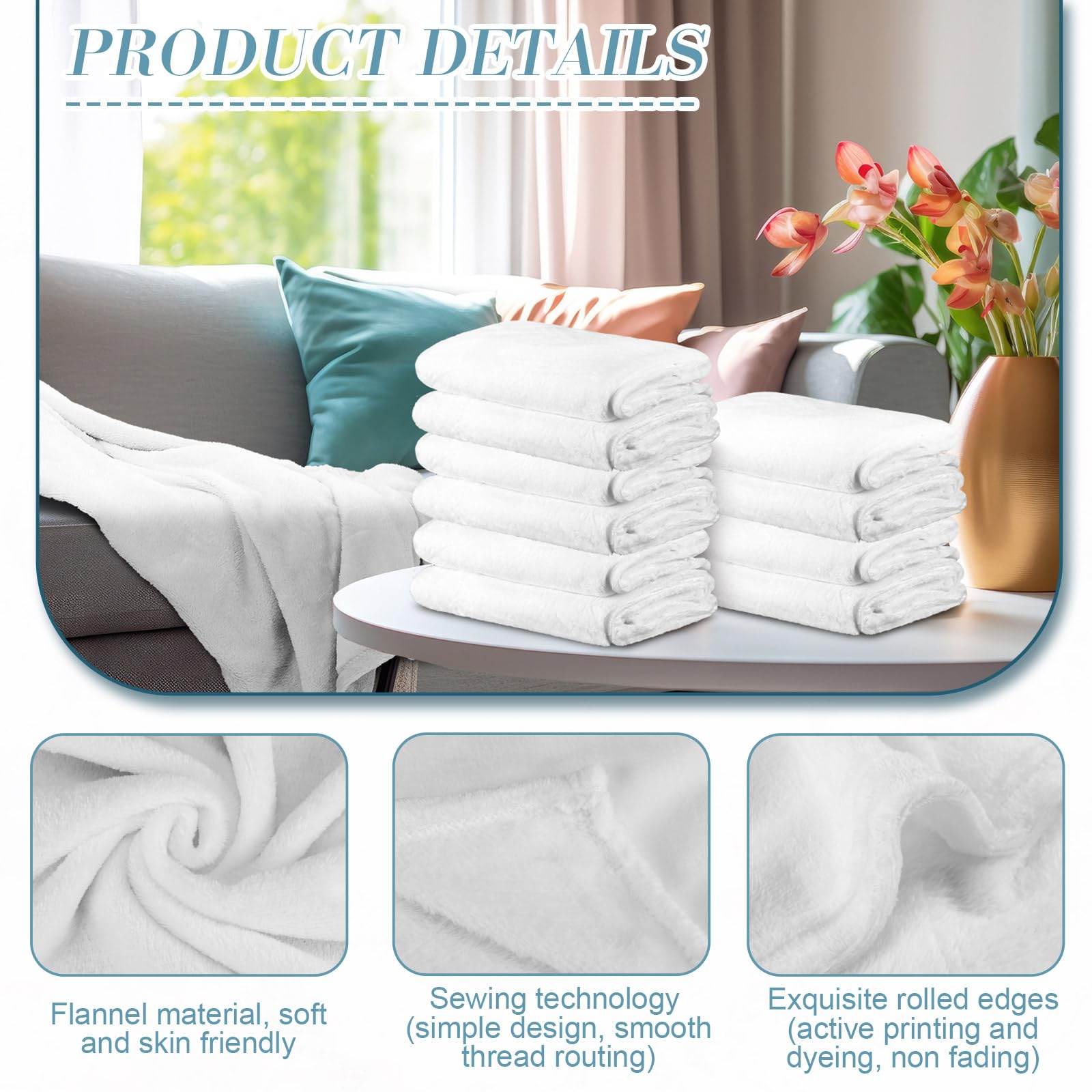 Buryeah 30 coperte in pile morbide, leggere, calde, 127 x 152 cm, morbide, comode, per matrimoni, divano, letto, casa, divano, ufficio, regali (bianco crema)