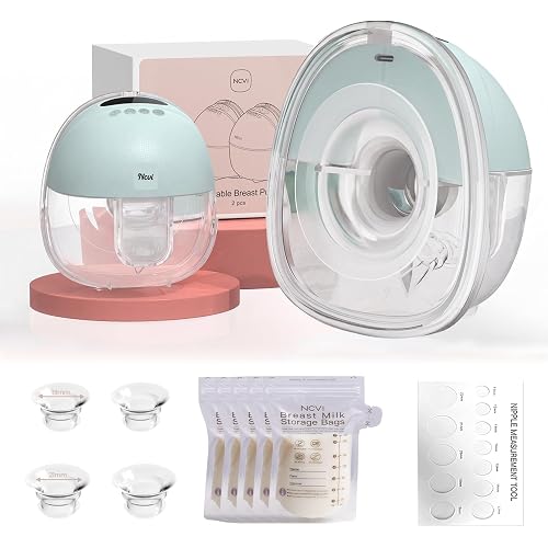 NCVI Wearable Breast Pump for Moms, <42dB for Office HomeTravel (Green)
