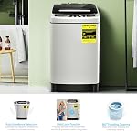 COSTWAY Portable Washing Machine, 11Lbs Capacity Full-automatic Washer with 8 Wash Programs, LED Display, 10 Water Levels, Compact Laundry Washer and Spinner Combo for Apartment Dorm, Grey