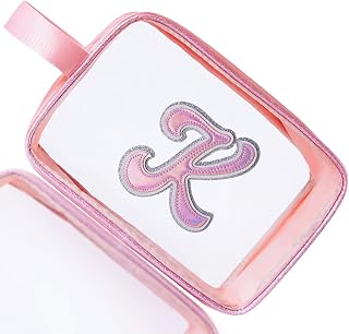 COSHAYSOO Clear Makeup Bag Sunscreen Pouch with Letter Patches Summer Beach Essential Stuff Accessories Birthday Christmas Gifts for Women Mom Teacher Nurse