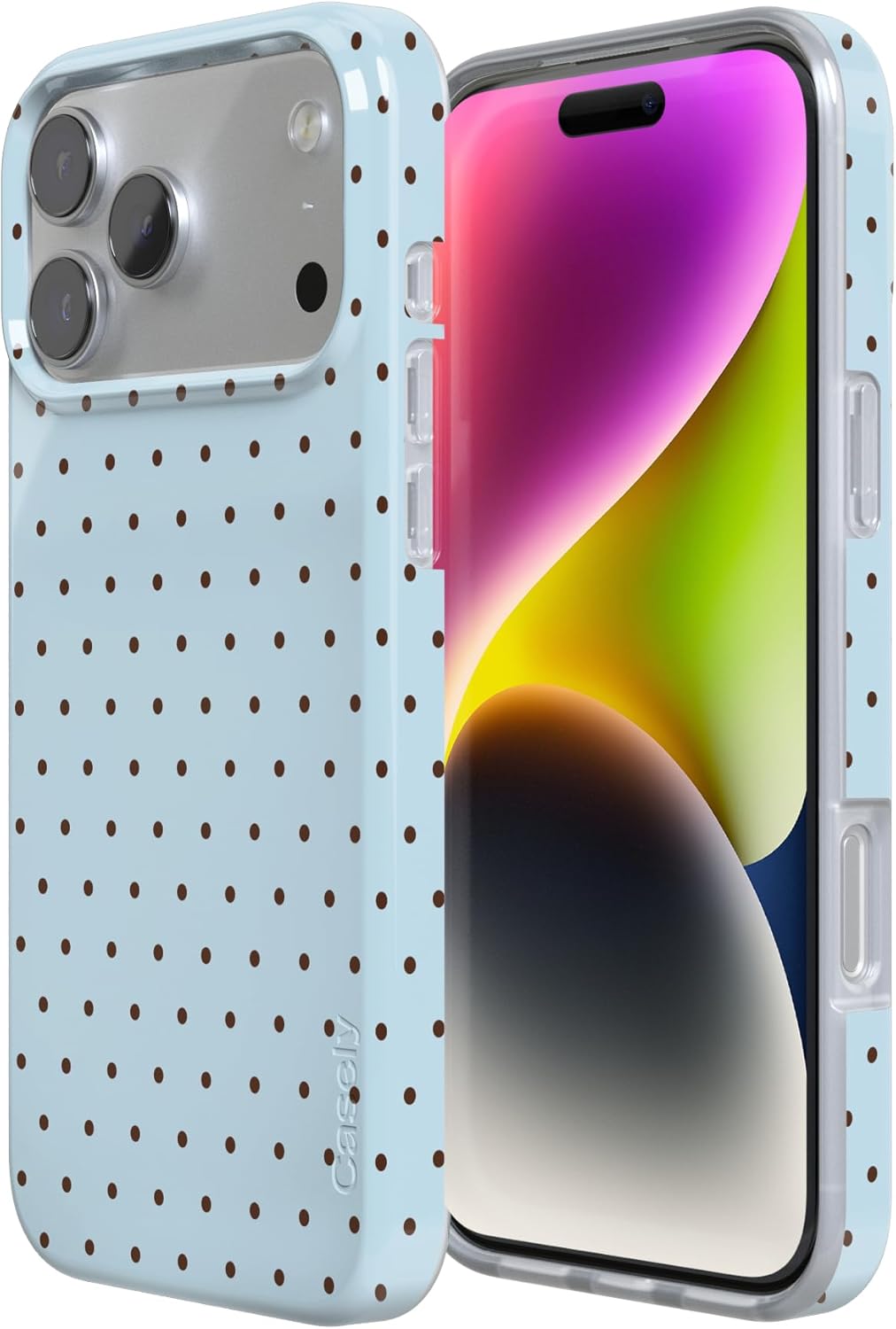 Casely iPhone 17 Pro Max Case | On the Dot | Blue & Brown Polka Dot | Compatible with MagSafe | Classic Ultra Slim Design