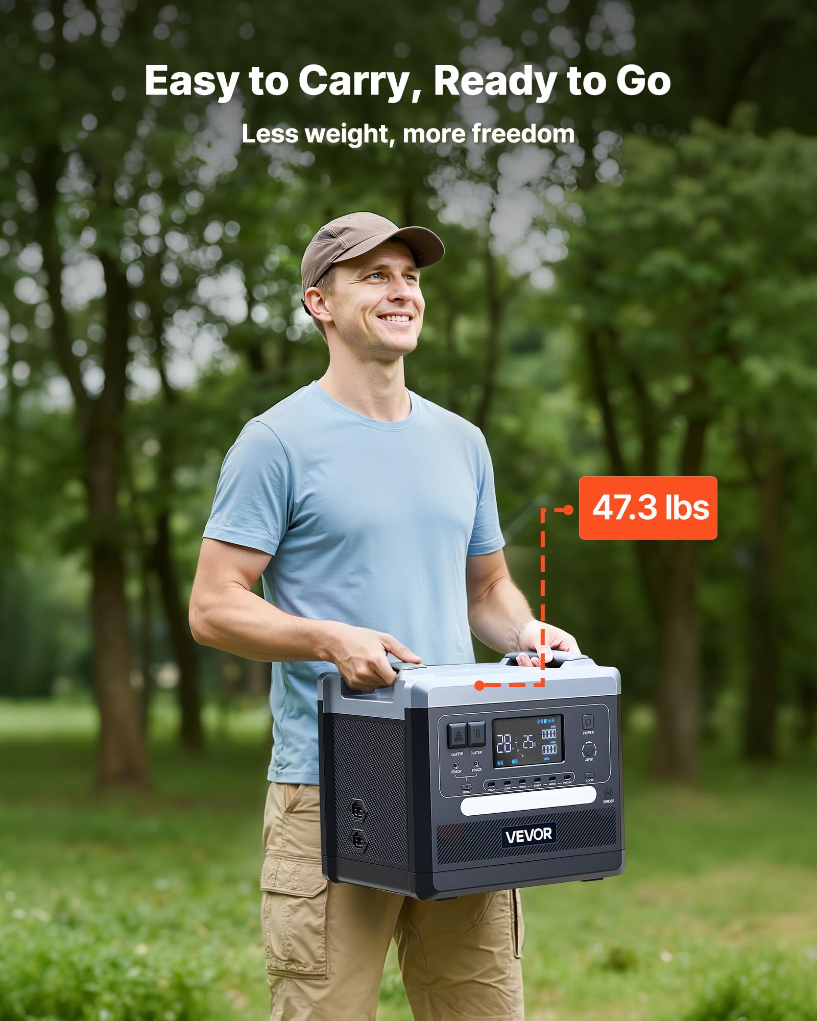 VEVOR Centrale Elettrica Portatile, Generatore Solare Portatile da 2400 W Pannello Solare Pieghevole 200 W, Batteria di Backup LiFePO4 con 10 Porte di Uscita Stazione di Energia per Casa, Campeggio