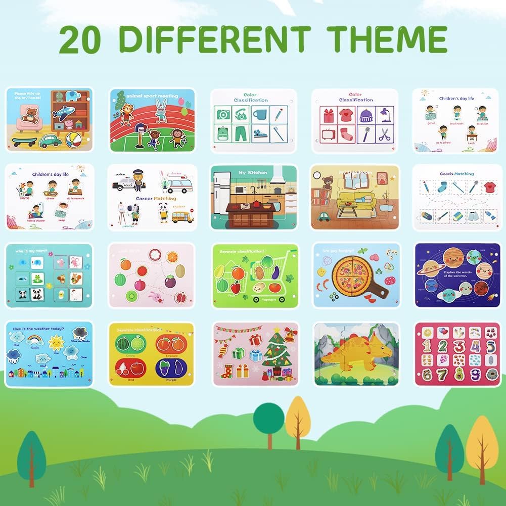 Yeahbo Quiet Book Montessori 2 3 4 Anni, Giochi Montessori Busy Book Libri Sensoriali Bambini 2-5 Anni, Giocattoli Libro Giochi Educativi Gioco Regalo