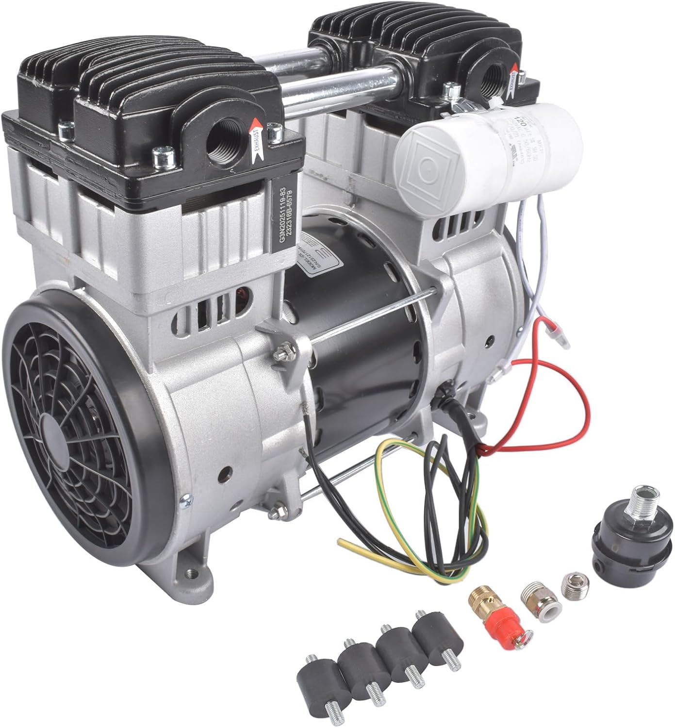 110 Volts 2 HP Electric Air Compressor 15 Amps SP-9421, SP9421 24 Gallons Ultra Quiet and Oil-Free Pump/Motor Mixizap