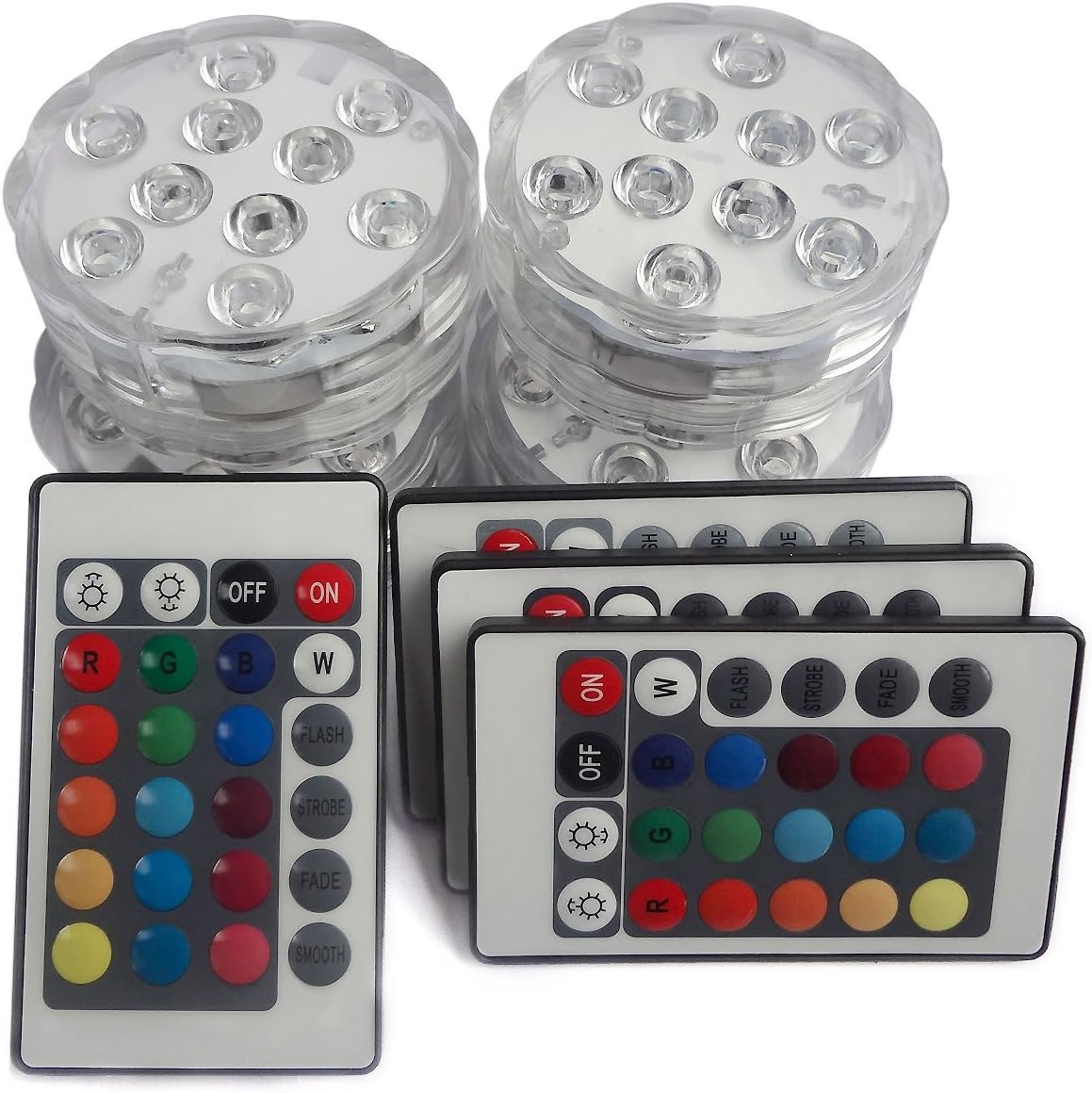 Tripop Waterproof LED Vase Light,Glass,RGB Color Changing and Batteries Operated Floral Lamp W/ Remote Control (4 Pack)