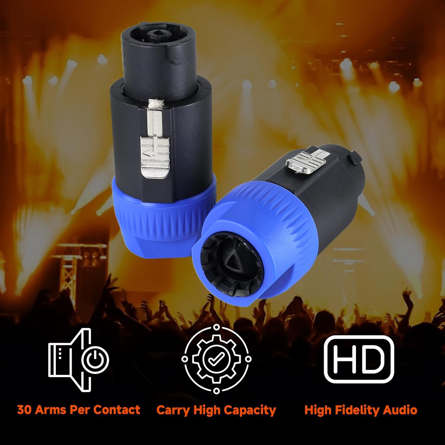 Pack of 12 NL8FC Speakon Connector - 8 Pole Speak-on Connectors with Latch Lock Compatible for Neutrik High Load PA NL8FC, NL8FX Adapter, 8 Pin Plug Replacement