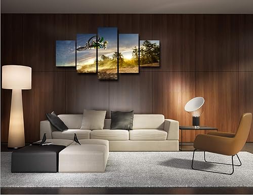 Miniatura 3 de Imágenes de motocross sobre lienzo, arte de pared, pinturas geniales para pared, póster de lienzo de 5 paneles, arte de motocross, comedor,