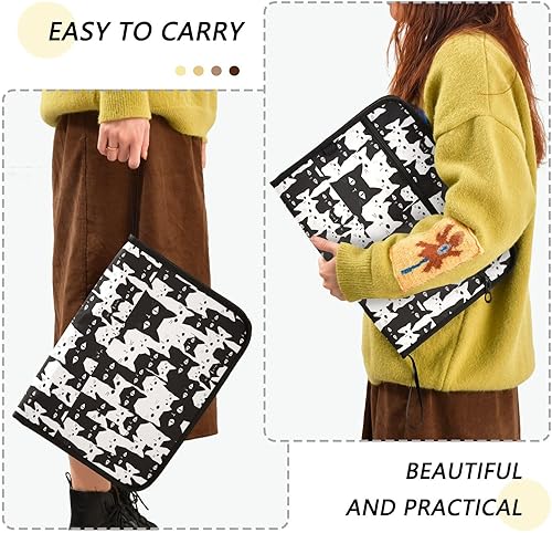 Miniatura 4 de Bonita cara de gato con ojos grandes, organizador de archivos expansible con 13 bolsillos, tamaño A4, carpetas colgantes de archivos con cierre de