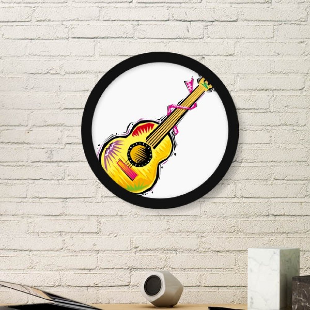 Guitare mexicaine illustration cadre rond salon DIYthinker noir