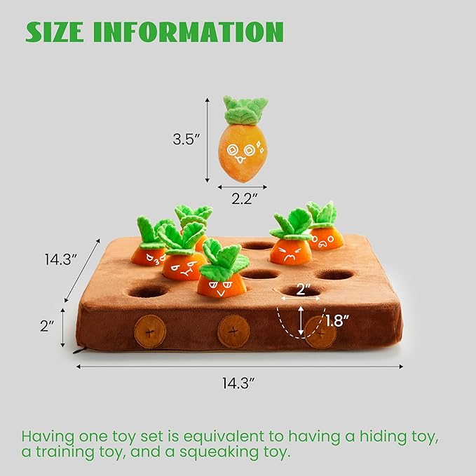 Juguete para Perros Nocciola Zanahoria Puzzle, 12PC con Chirriador y Tapete miniatura 2
