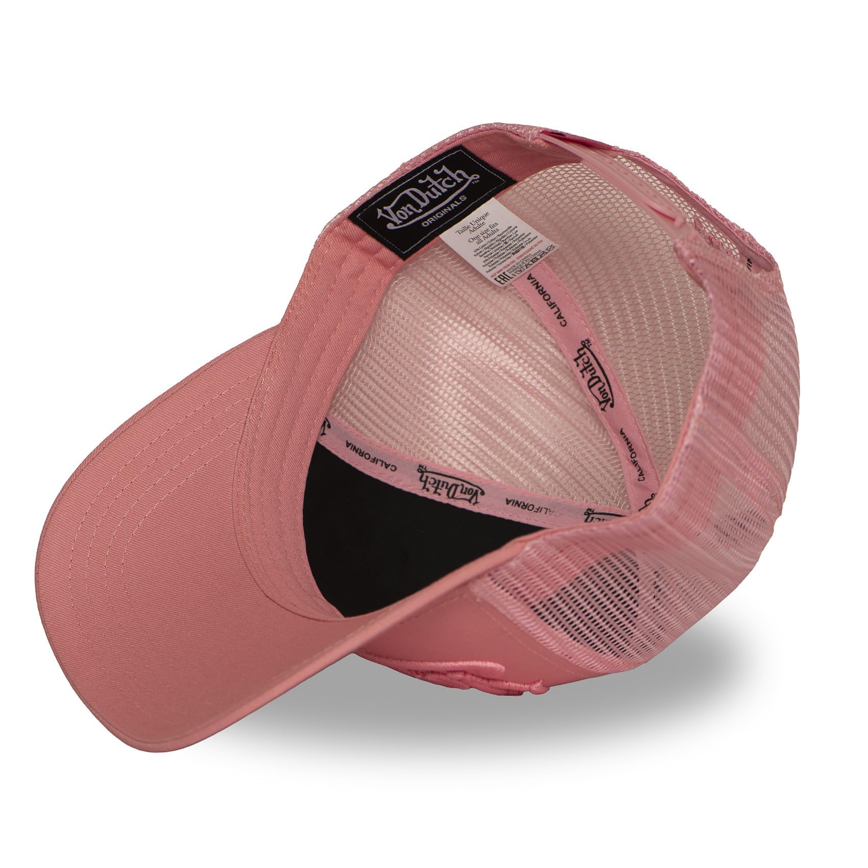 Von Dutch Oryginalna czapka typu trucker z siateczką, różowa, wyszywana tłoczone logo, regulowana