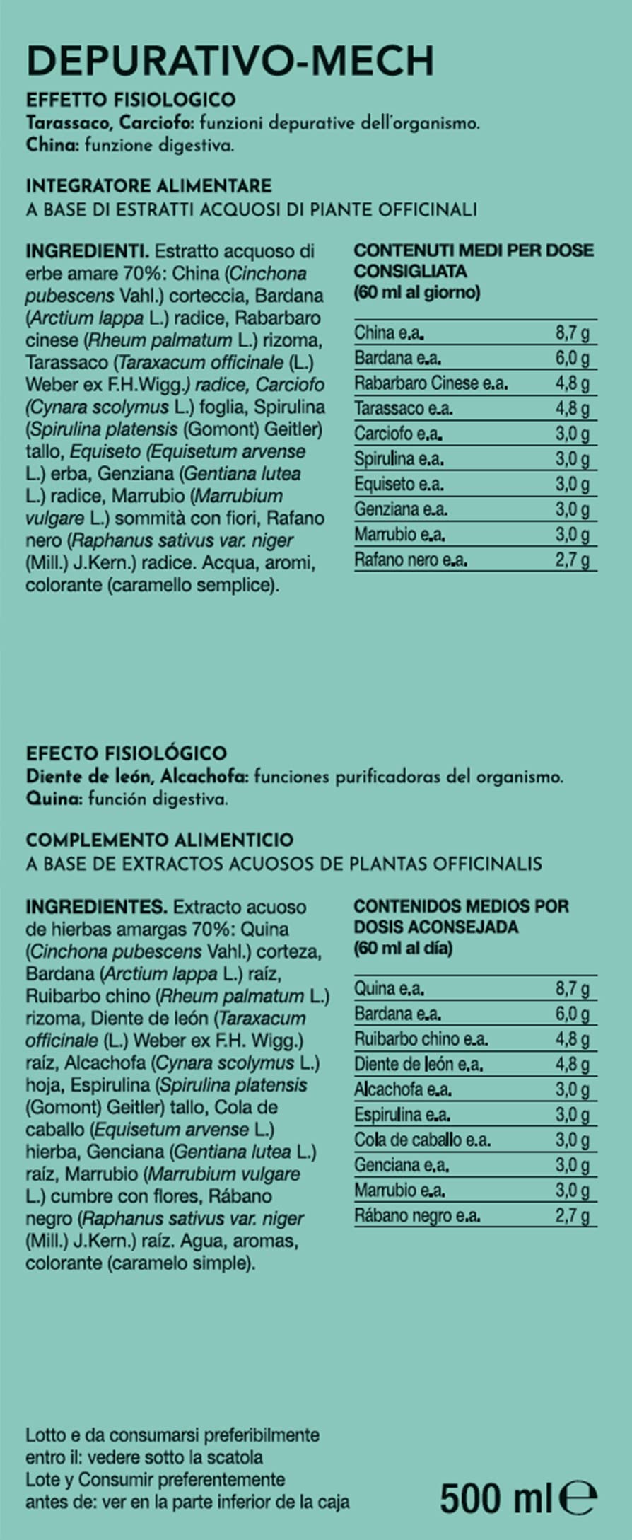 Decottopia Depurativo Mech Gianluca Mech, Liquido, per la salute digestiva, 500 ml