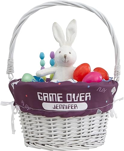 Miniatura 1 de Personalization Universe Cesta blanca de Pascua personalizada para juegos con mango plegable