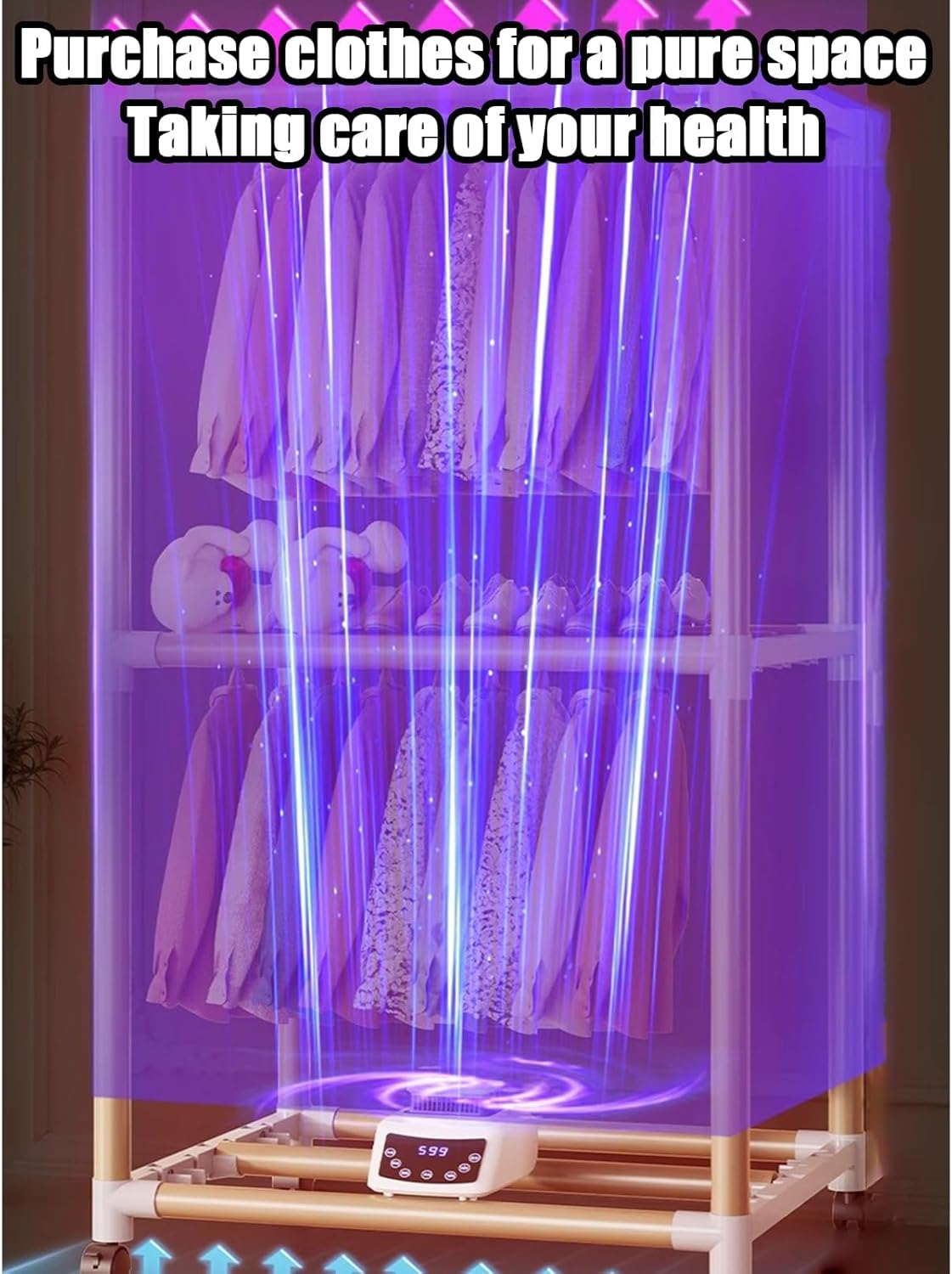 2300W Clothes Dryer, Double Deck Foldable Dryer 800L Large Capacity, Clothes Dryer Compact Drying Clothes for Rainy Season Homes, Dormitories and Caravans