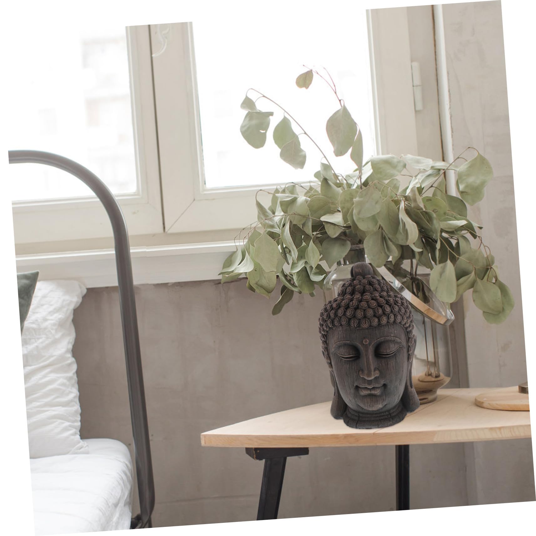 Estatua de Buda Meditando Cabeza Grande de Resina Sudeste Asiático para Decoración Interior Hogar Jardín Estilo Tailandés