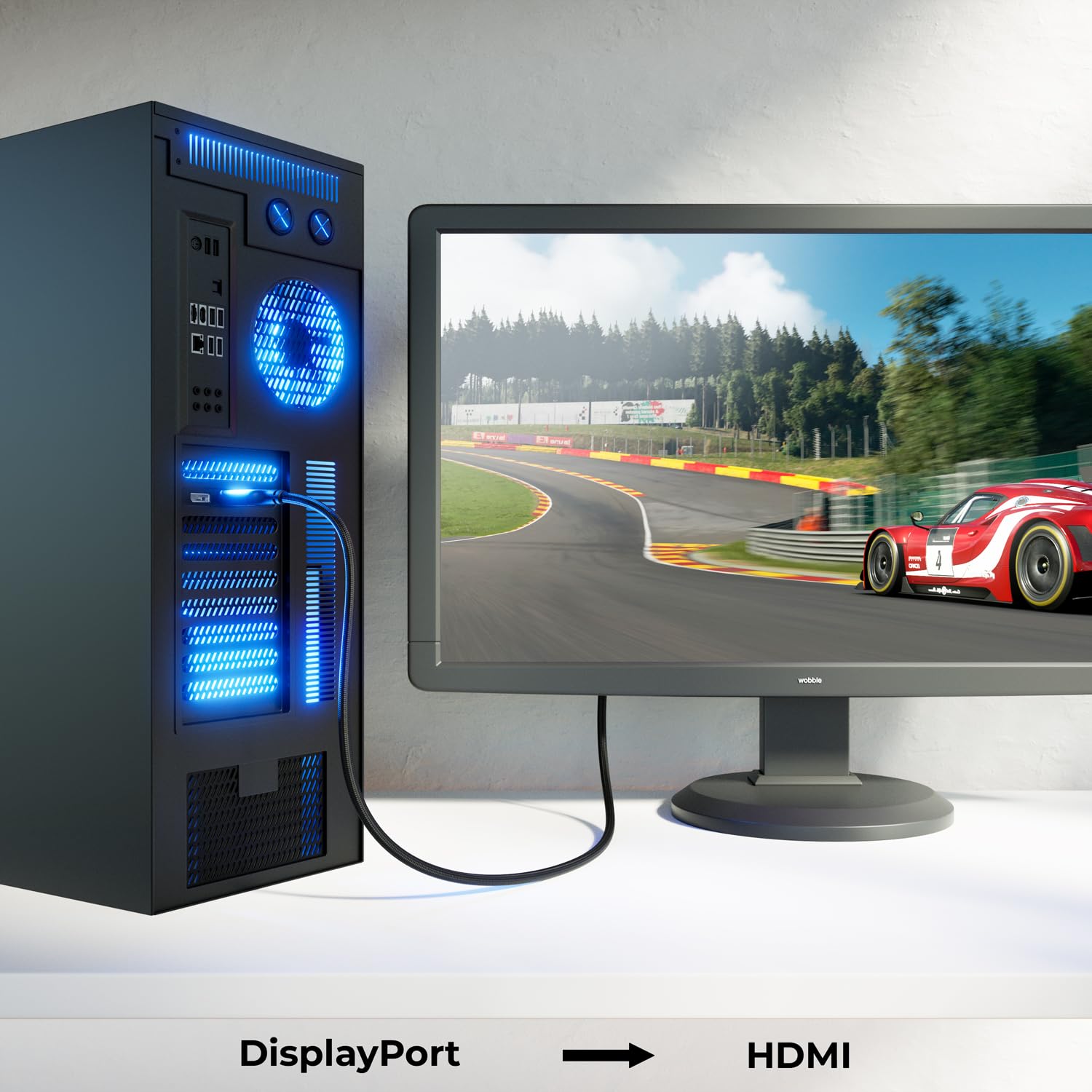 deleyCON 2m 4K DisplayPort na HDMI Kabel (do Monitora/TV/Projektora) 4K@60Hz, 1080P WQHD @165Hz 144Hz 120Hz 60Hz - Wtyk DP na Wtyk HDMI Adapter do Komputera DP Karty Graficznej Gaming PC