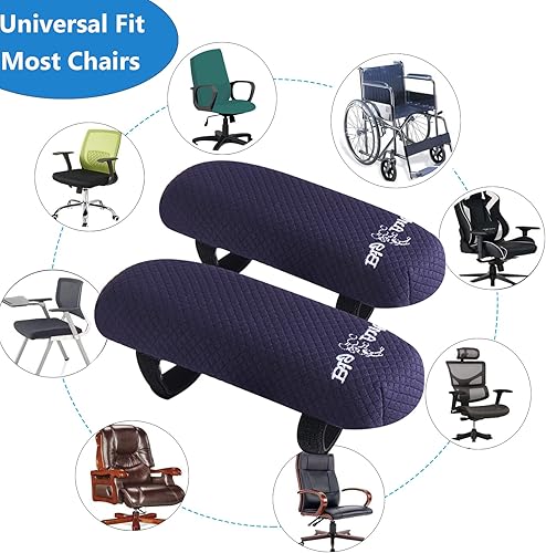 Miniatura 7 de Big Ant Almohadillas para reposabrazos de silla, paquete de 2 almohadillas de espuma viscoelástica para reposabrazos de oficina, cómodas fundas para
