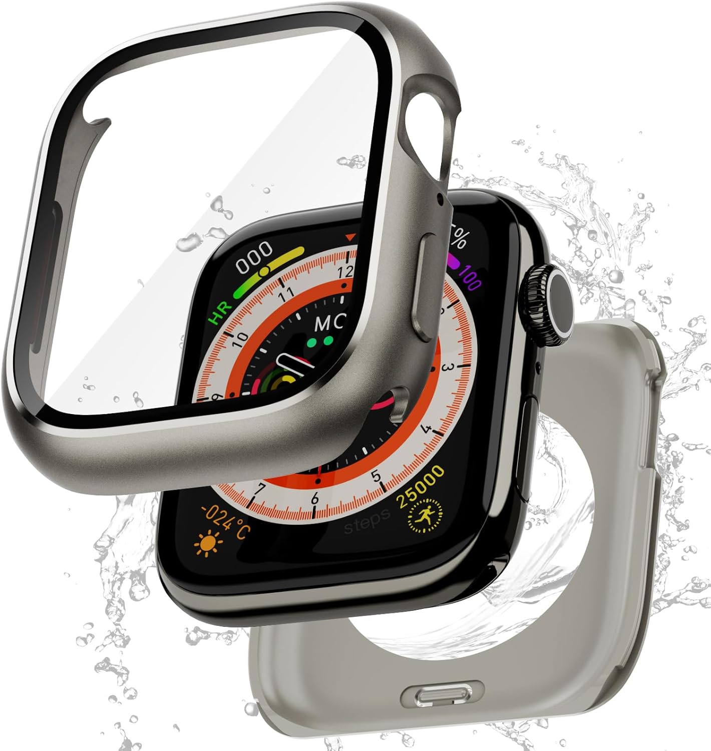 Metal Waterproof Case Compatible for Apple Watch Cover 42mm Series 11 10 with Built-in Tempered Glass Screen Protector, 2 in 1 Full Metel Coverage Bumper for iWatch 42 mm Rosegold