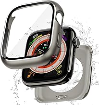 Puptoya Apple Watch, Waterproof, Metal Cover, 1.8 inches (46 mm), Compatible with Apple Watch Series 11 10 Case, 2 in 1, Full Protection, Metal, Stainless Steel, 1.8 inches (46 mm), Titanium