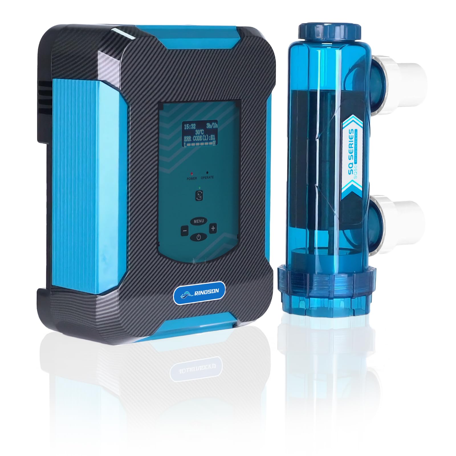 Sistema de clorador de piscina de agua salada con temporizador integrado y celda de titanio extraíble, generador de cloro salado para piscinas enterradas de hasta 37,000 galones