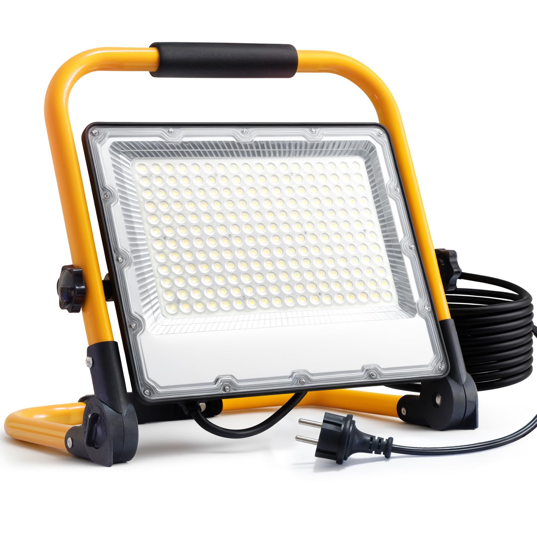 OUSIDE 200W LED Baustrahler mit Stativ und 4 Meter 3G 0,75 mm² VDE-Gummikabel, IP66 Wasserdichter Arbeitsscheinwerfer für Werkstatt,Wartung oder Baustelle, 6500K Kaltes Weißes Licht,20000 Lumen