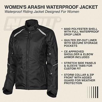 Womens Arashi Waterproof Motorcycle Jacket