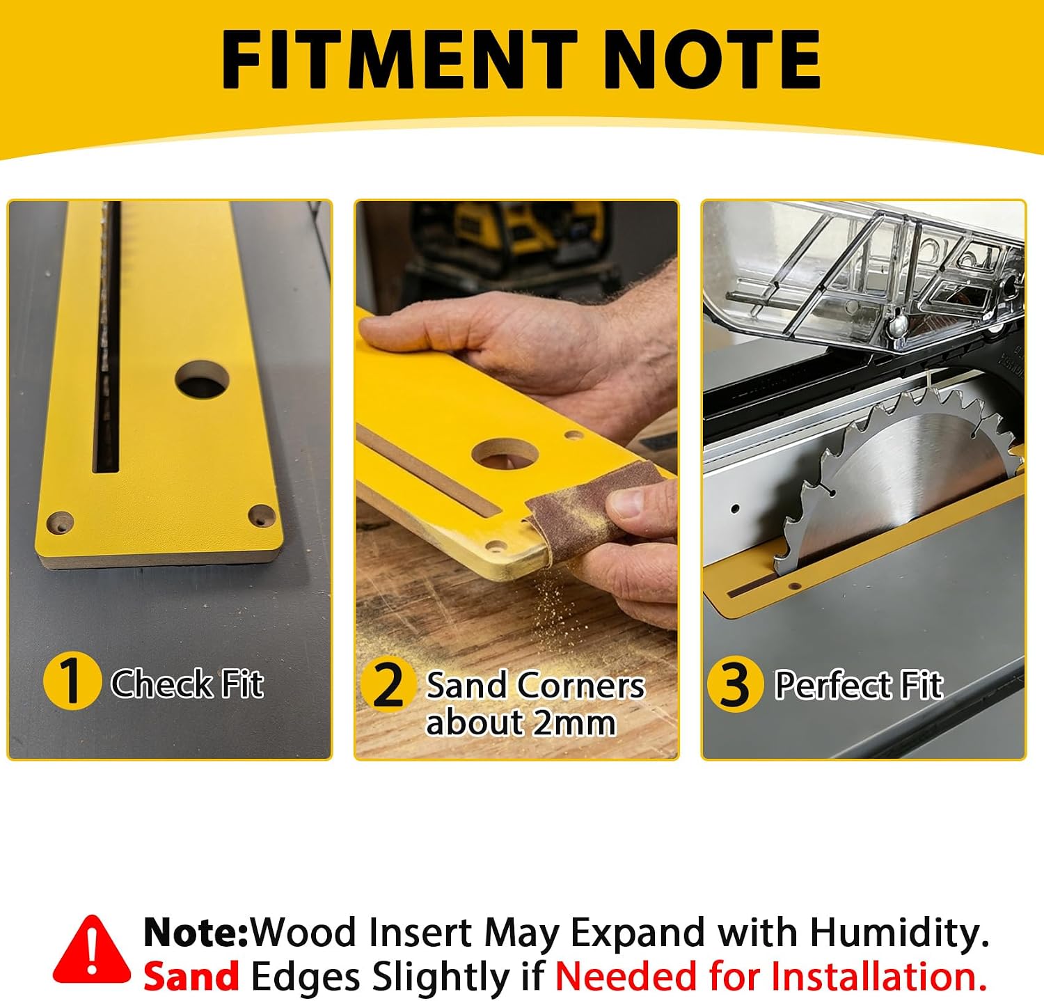 2 Pack Zero Clearance Insert for Ridgid Table Saw R4514, R4514T, R4518, R4518T, R4518NS, MDF Throat Plate Insert - Replaces Part 089240028701 with Adjustment Screws