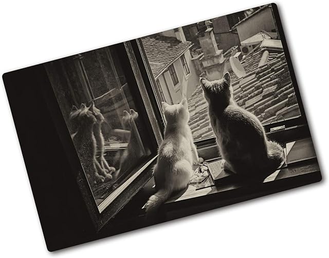 Tulup Glass Chopping Board Cutting Board Tempered Glass 80x52 cm Protection 31.5x20.5 inches Kitchen Splashback - Cats Through The Window