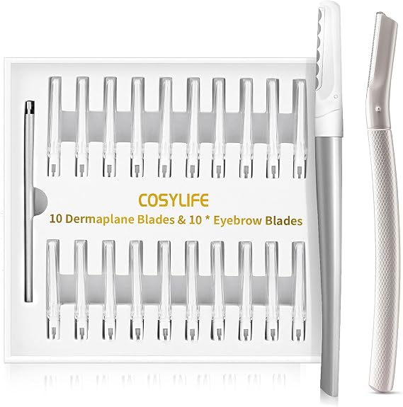 COSYLIFE Dermaplaning Tool for Face Exfoliation and Dual End Dermaplane Razor for Women Face and Eyebrow