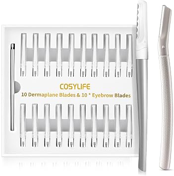 COSYLIFE Dermaplaning Tool for Face Exfoliation and Dual End Dermaplane Razor for Women Face and Eyebrow