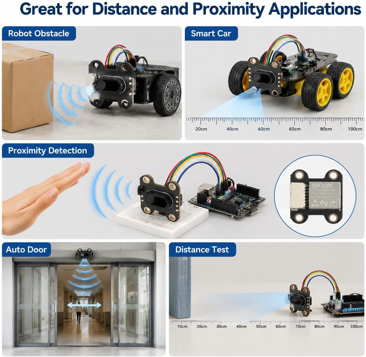 TOF050F Laser Distance Sensor Module, VL6180 Infrared Ranging Board for Robot Obstacle Detection and DIY Measuring Projects