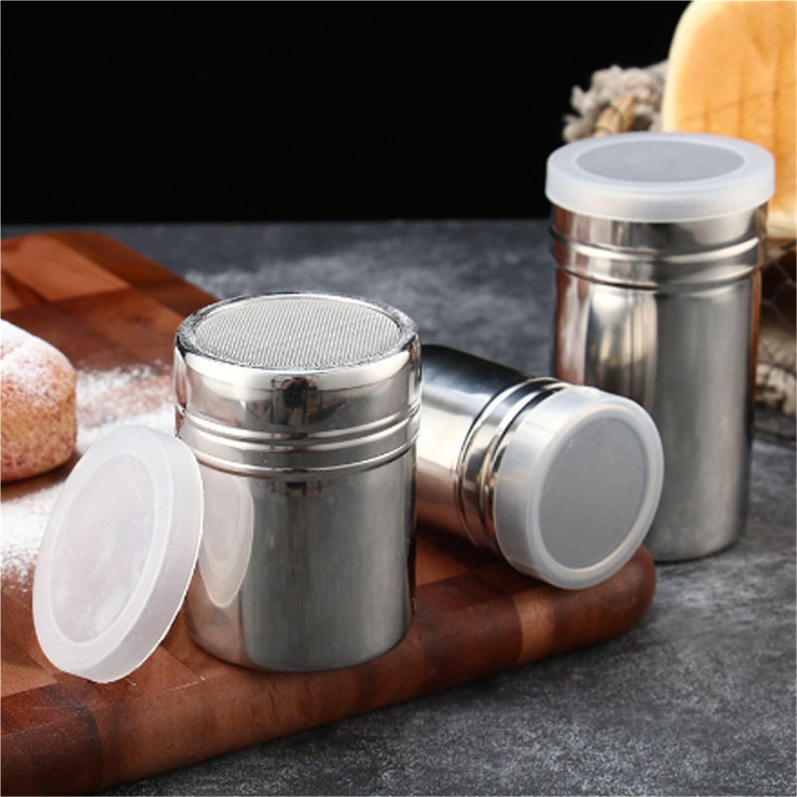 2 cocteleras de café Acero Inoxidable para Casa | Filtros de tamiz de azúcar, espray de espuma, herramientas for barbacoa y pastel de cocina con tapa(L)